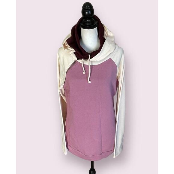Vanilla Bay Double Hoodie Womens Sweatshirt NEW NWOT Cream, Pink, Wine L 10 12 - Picture 1 of 13